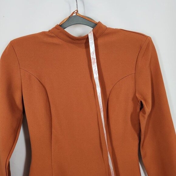 Missguided High Neck Cut Out Back Dress in Rust - Size US 0 - Picture 2 of 7